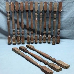 Antique Lot 15 Turned Wood Pine 2x20 Spindles Staircase Old Vintage 59-23B image 7