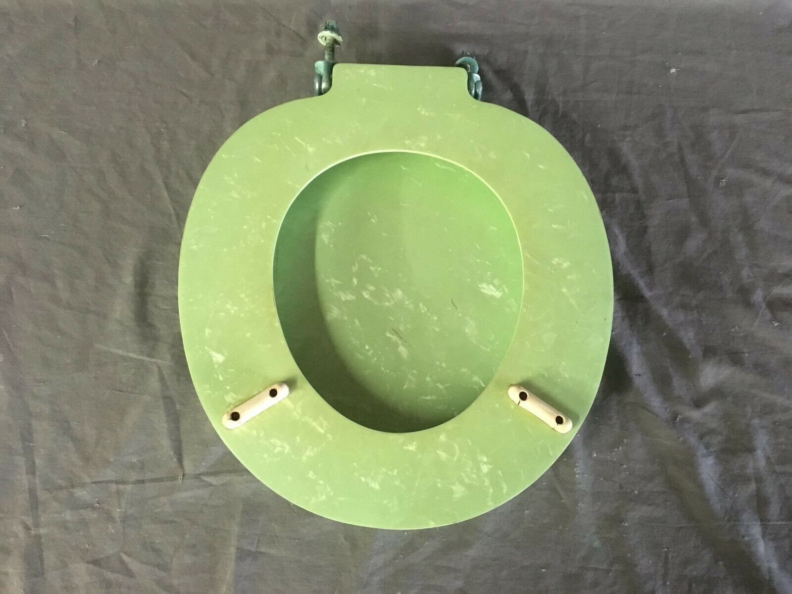 Vtg Jade Green Marbled Mid Century Toilet Seat Chrome Brass Etsy