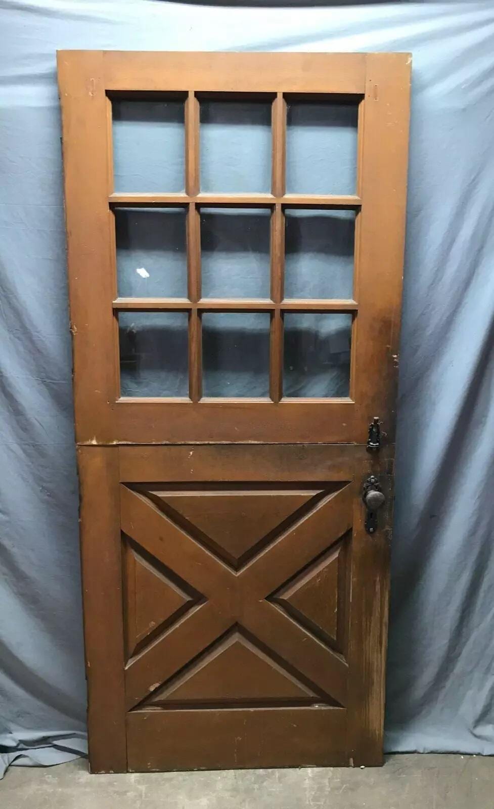 Antique VTG Solid Wood Entryway Dutch Door 9 Lite 34x77 Varnished