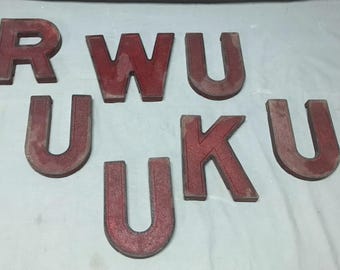 Vintage Lot 7 Red 6" Plastic Service Station Movie Theater Sign Letters Old 2097-23B
