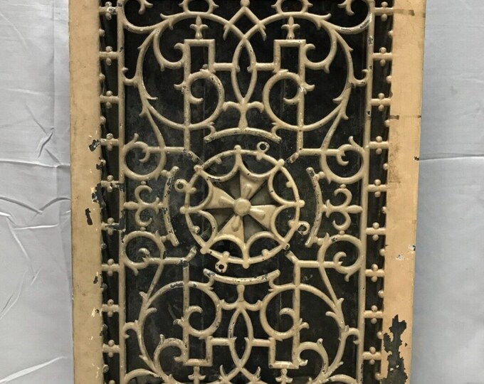 Antique Large Cast Iron Heat Grate Wall Register 12x19 VTG Old 82923B