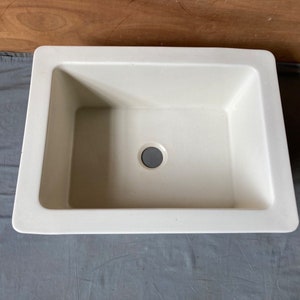 Antique 20x14 Ceramic Ivory White Under Mount Sink Trenton Crane Vtg 301-23E