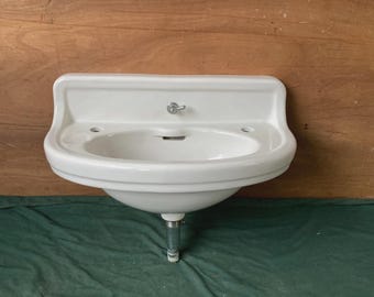 Antique 26x14 White Ceramic Half Round Kohler Bathroom Wall Sink Old Vtg 226-26E