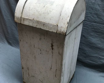 VTG 25" Tall Trash Receptacle Waste Can Double Door White Kitchen Old 1292-23B
