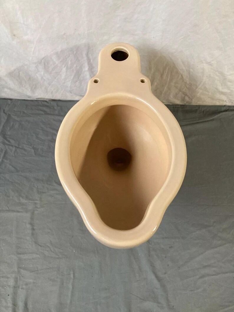 May include: A cream-colored ceramic toilet bowl with a smooth, rounded interior. The bowl has a single hole at the top for the water supply.