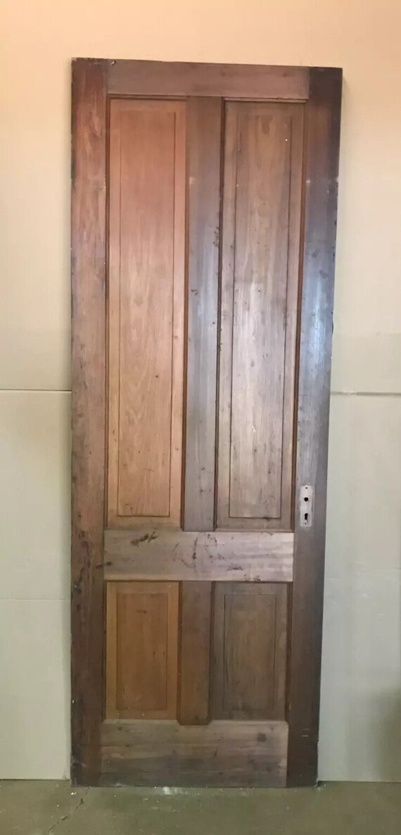 Antique Single VTG 32x90 1920's Interior 4 Panel Cherry Wood Door