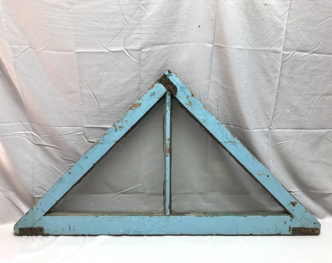 Antique 2 Lite 24x45 Triangle Transom Window Shabby Old VTG Blue Chic ...