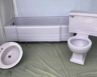 Vintage Mid Century Lavender Lilac Bath Set Sink Toilet Bathtub Old Rheem Antique 11-24E ****Pick up****