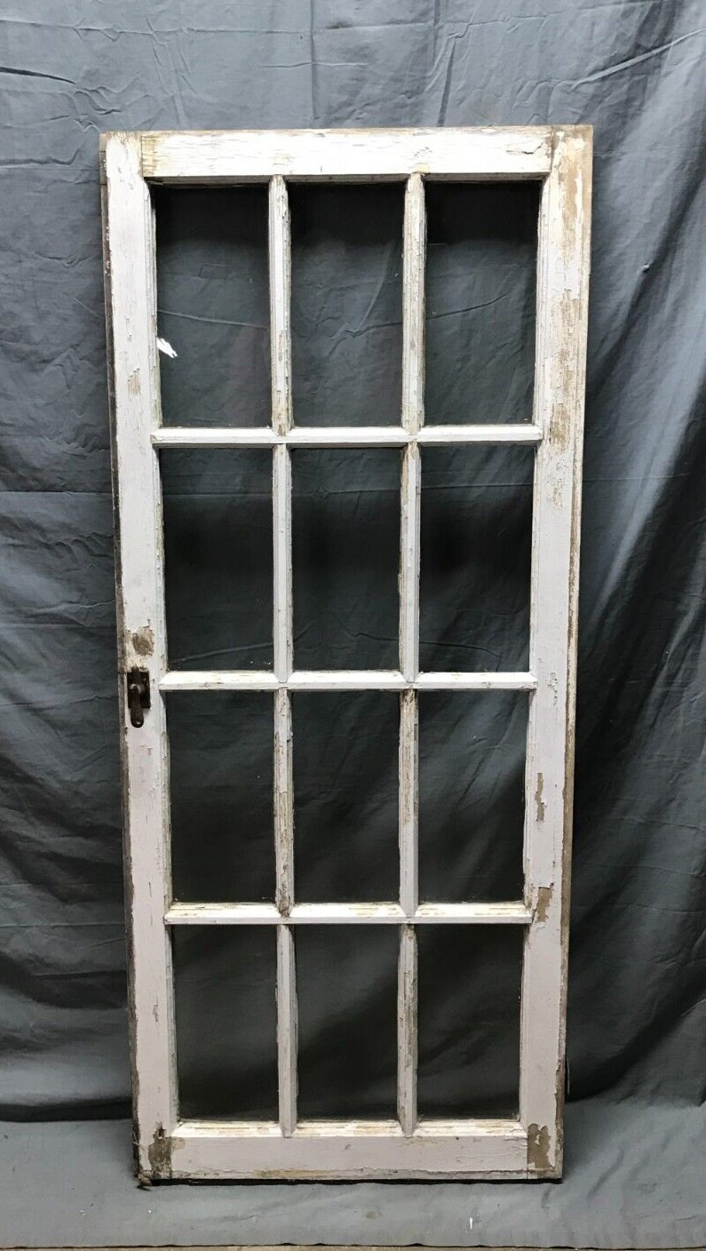 Antique Window Cabinet 12 Lite Casement 23x55 Shabby White Vintage Chic 1919-23B