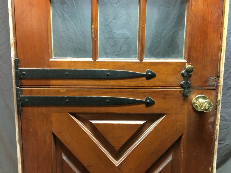 Vintage Solid Wood Dutch Door 9 Lite 32x77 Shabby Entryway