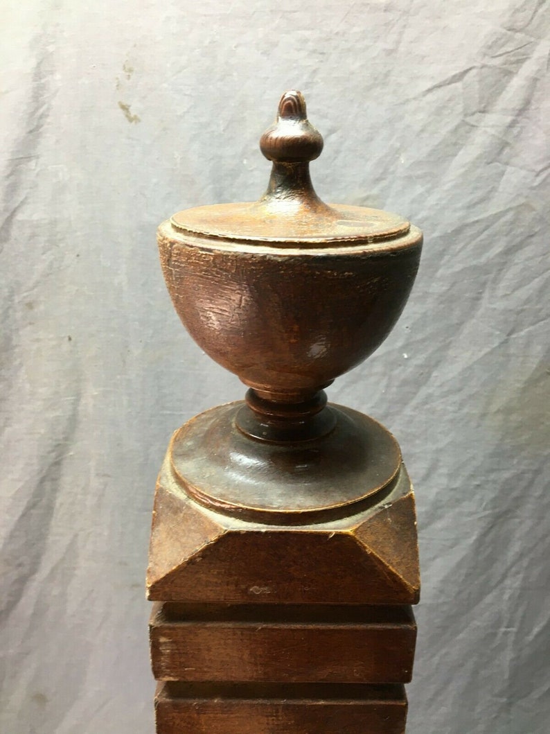 Antique Decorative Urn Top Finial Wood Newel Post 5x46 VTG Etsy