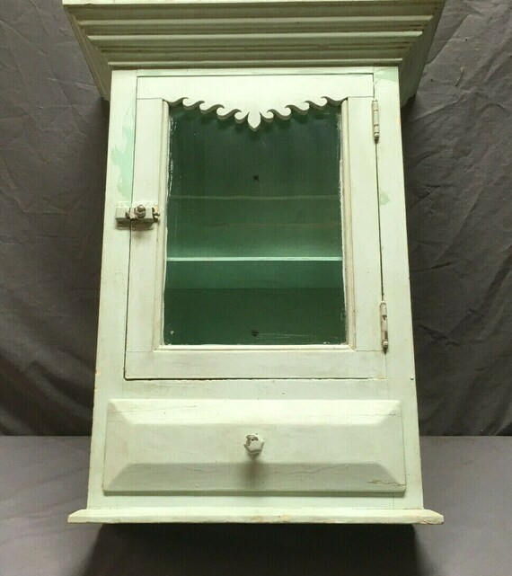 Antique Medicine Cabinet Cupboard Green Blue Shabby Cottage Etsy