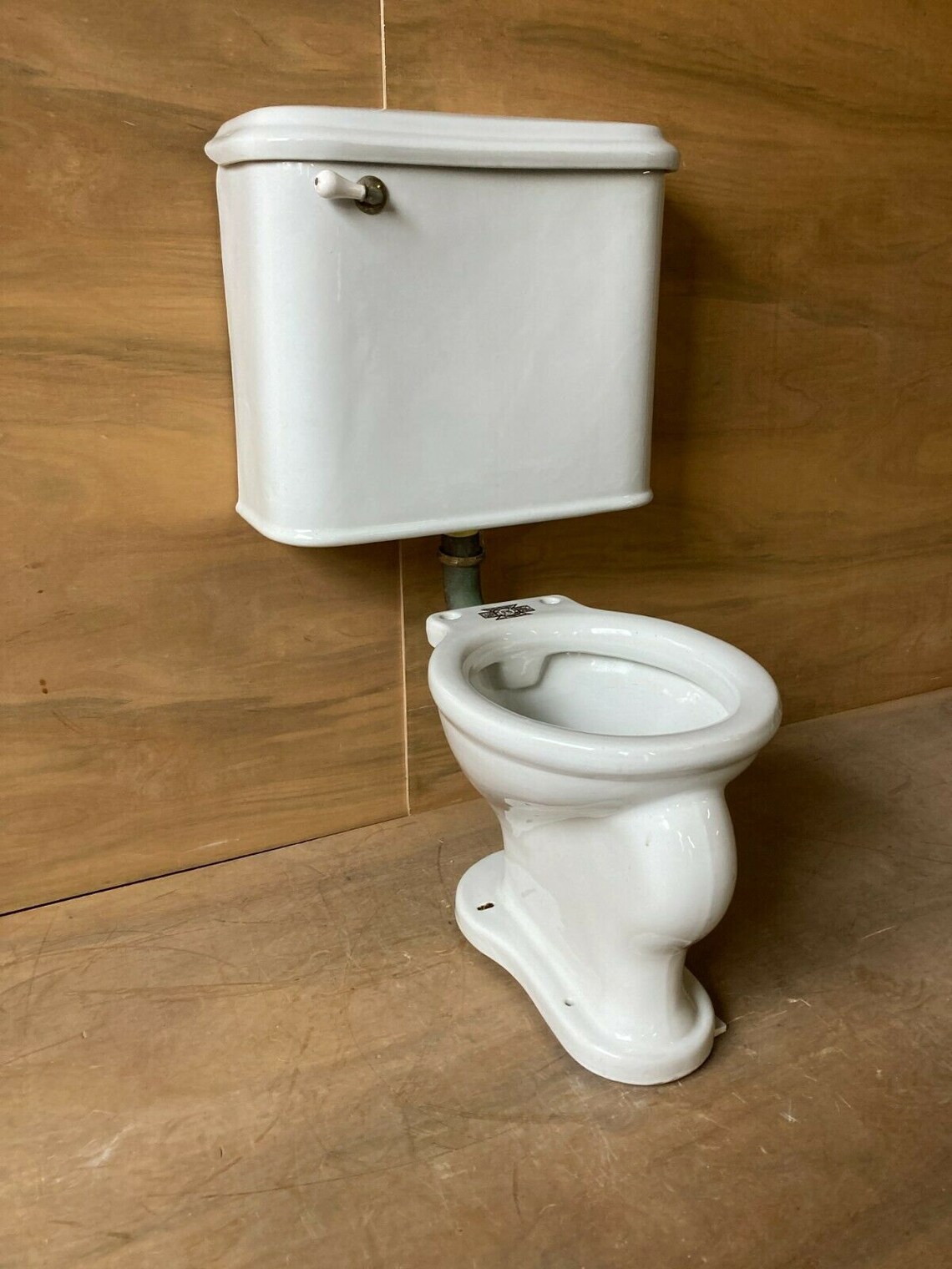 Antique White Porcelain Complete Toilet Bowl Tank Lid Old Vtg Etsy