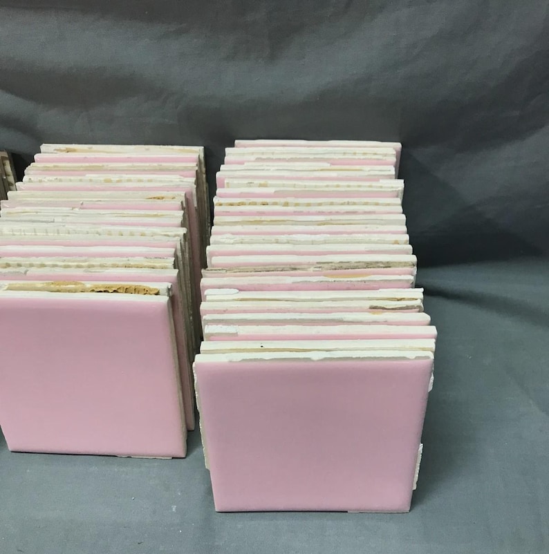 VTG Lot 100 Pink STYLON Ceramic Bathroom Tiles 4