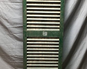 Single Antique Window 18x61 Louvered Door Shutter Pantry Shabby Vintage 531-26B
