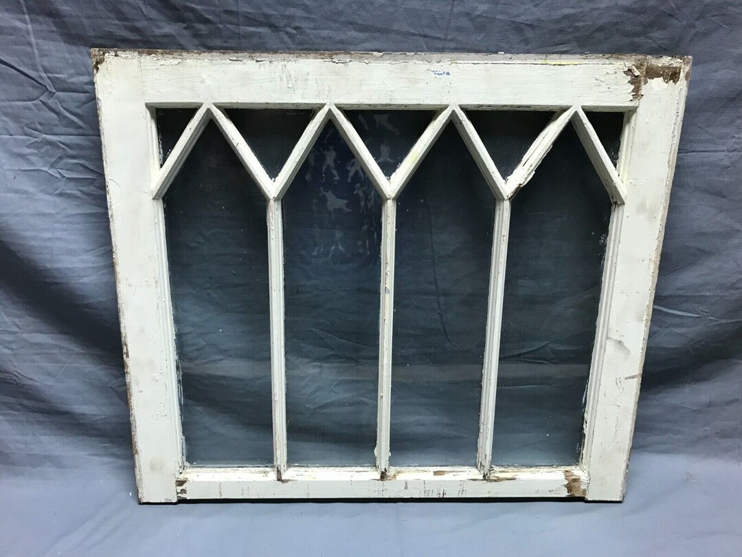 Antique Diamond Mission 9 Lite Window Sash Shabby White Chic 21x24 VTG ...