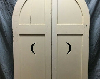 Antique Half Round Moon Shutters Arched Doors 22x68 Screen Divider VTG 194-22B