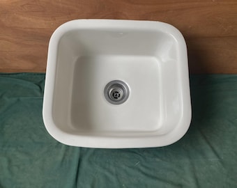 Vtg Mid Century Case 17x16 Ceramic White Undermount Sink Basin Standard 266-26E