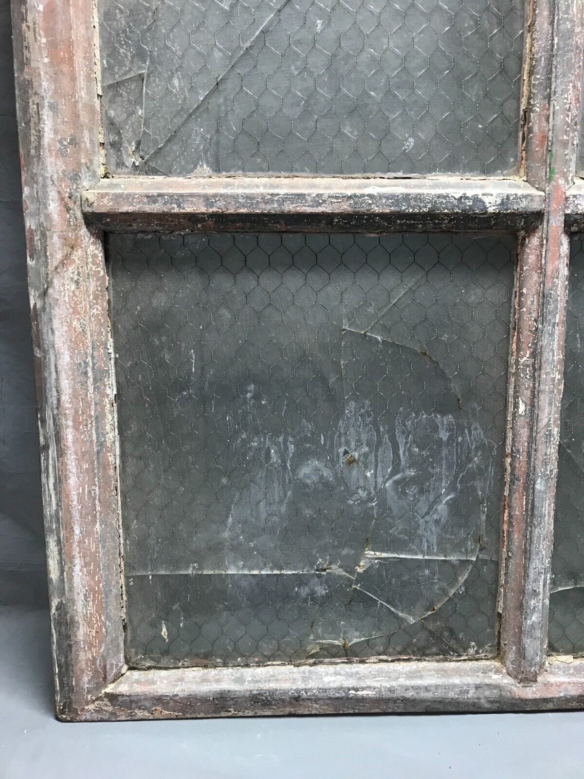 Vintage Industrial 4 Lite 36X40 Window Chicken Wire Factory Privacy ...