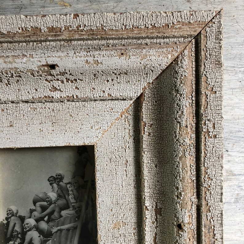 Oversized 1890/'s wood molding picture frame 4x6 Gray /& white 6-19-7