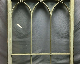 Antique Double Arch Gothic Window Sash Shabby Vintage Chic Old Tan 1211-21B