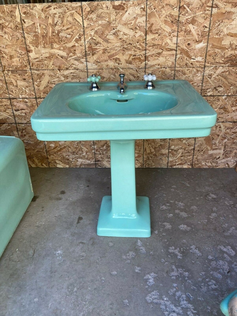 Antique American Standard Ming Jadeite Green Bath Set Tub Sink Etsy