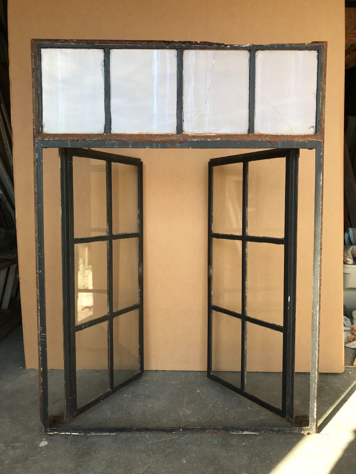 Antique Double 8 Lite Casement Steel Industrial Shop Window