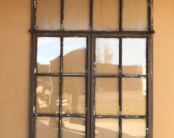 Antique Double 8 Lite Casement Steel Industrial Shop Window 38x52 1655-22B  ***PICK UP ONLY***