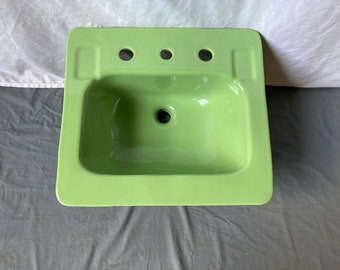 Vtg Ceramic 18x20 Fresh Green Lime NOS Kohler Drop In Bath Sink Old 187-23E