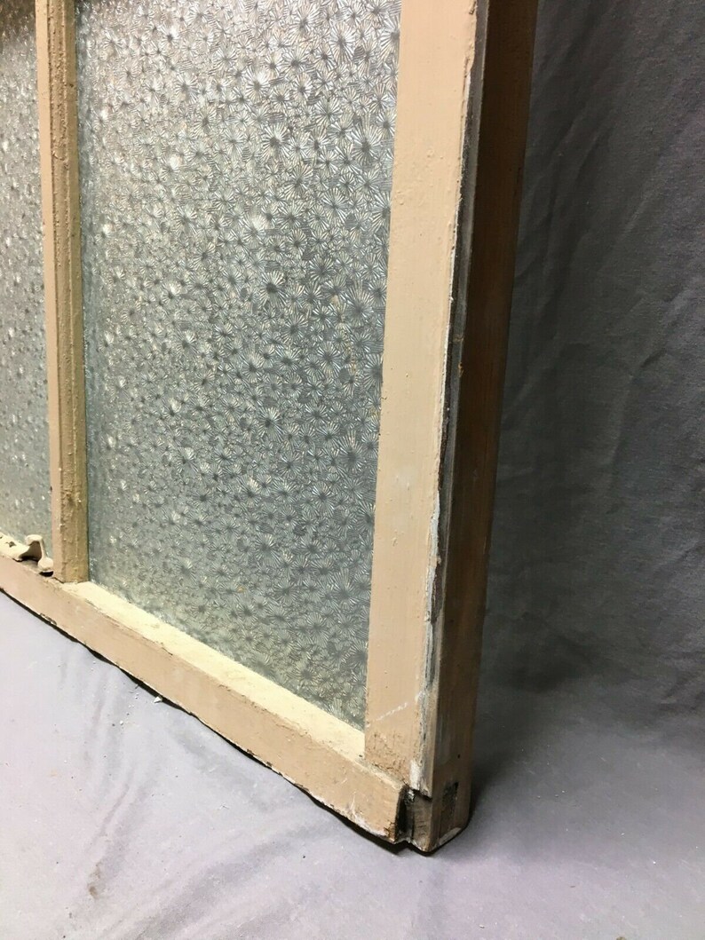 Antique 4 Lite Florentine Privacy Glass Window Sash 33x44 Etsy