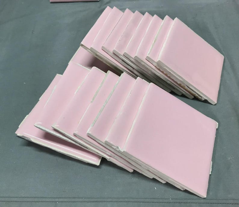 VTG Lot 100 Pink STYLON Ceramic Bathroom Tiles 4