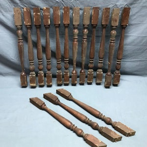 Antique Lot 15 Turned Wood Pine 2x20 Spindles Staircase Old Vintage 59-23B image 9