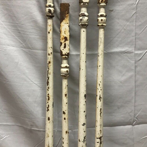 Antique Set 4 Turned Cast Iron Exterior Porch Garden Spindle Balusters 898-23B
