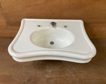 Antique Earthenware Pottery White Serpentine Barber Bath Sink Old Vtg 410-22E **PICK UP ONLY or buyer arrange shipping**Oneonta, Ny 13820