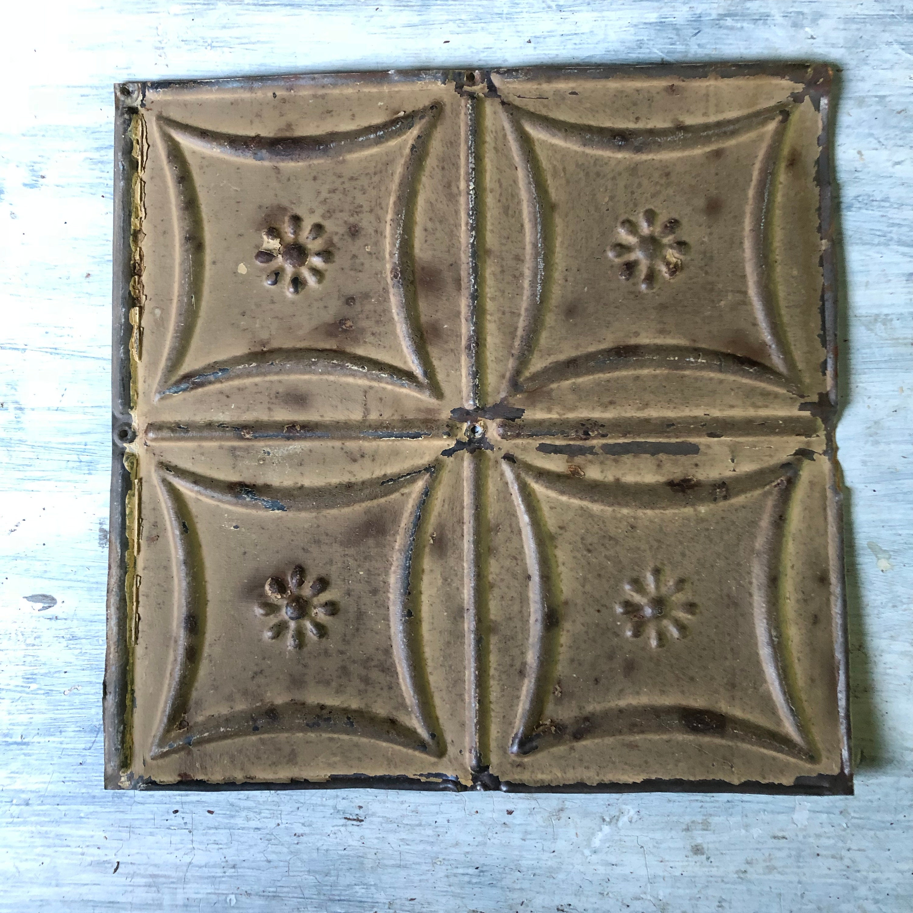 Authentic 1890 S Tin Ceiling Tile Panel Brown 12x Etsy