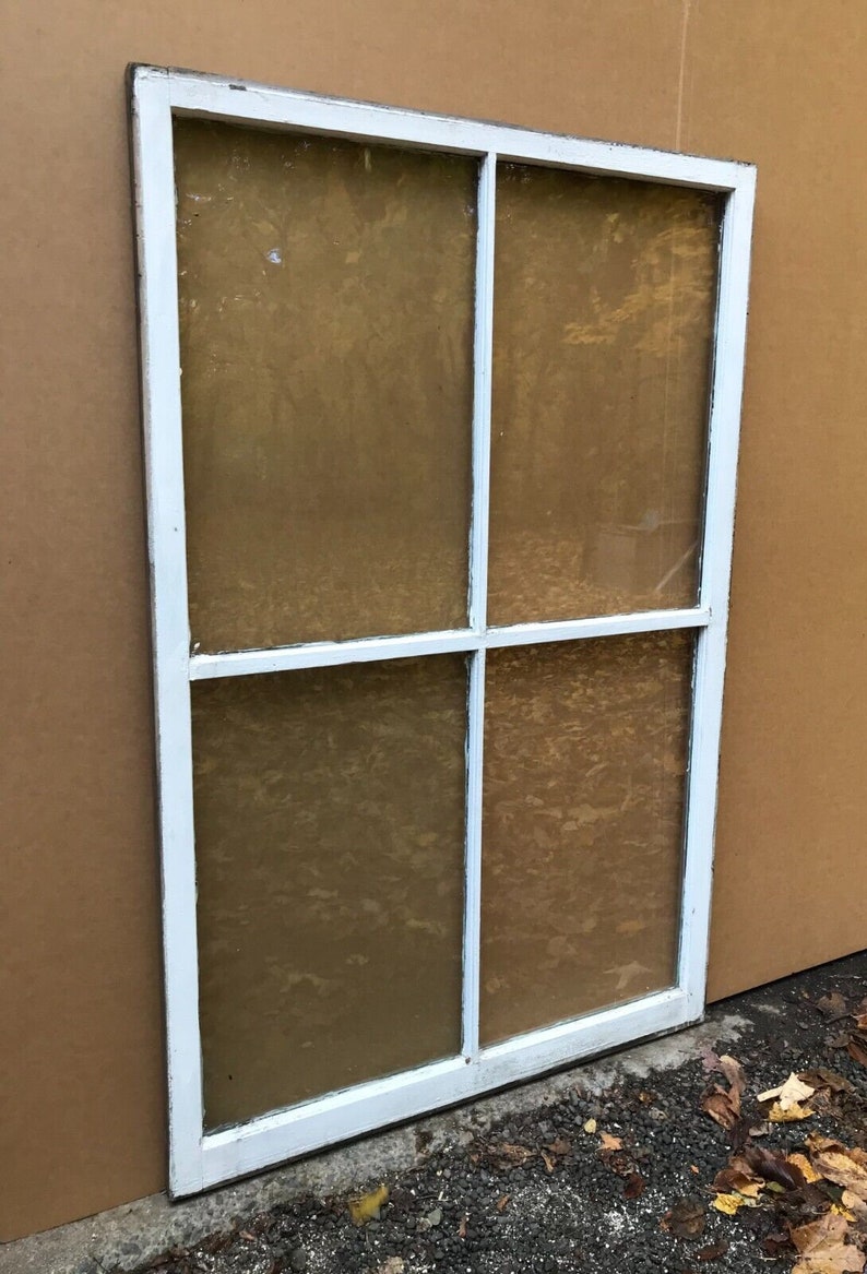 Large Antique 4 Lite 42x65 Shabby White VTG Wood Porch Window Sash Old ...