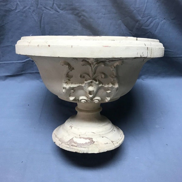 Antique Shabby VTG Wood 13" diameter Plant Stand Old Creamy Tan Chic 1804-22B