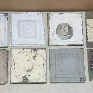 Antique 12 Sq. Foot Shabby Tin Ceiling 12x12 Ceiling Tin Panels VTG Old 752-26B