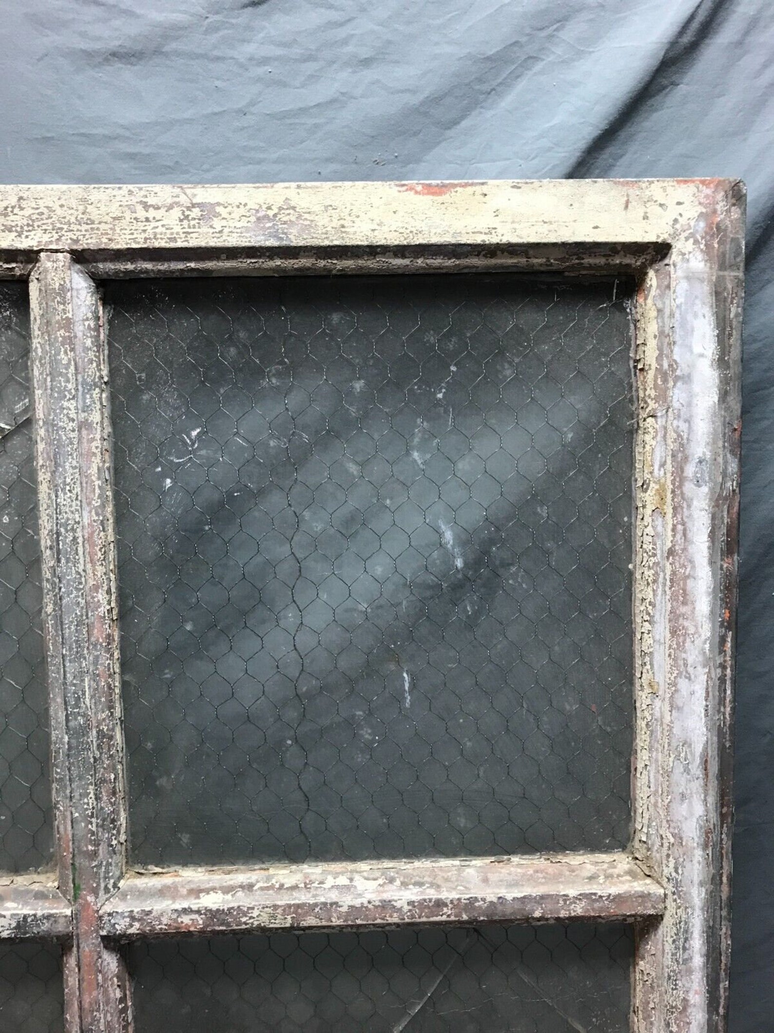 Vintage Industrial 4 Lite 36X40 Window Chicken Wire Factory Privacy ...