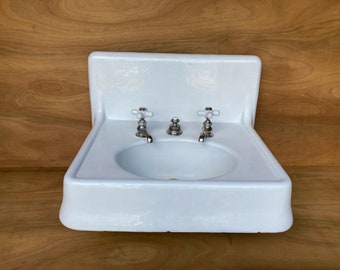 Large 28&quot; Early Antique Cast Iron White Porcelain High Back Bath Sink 325-24E PICK UP ONLY or buyer arrange shipping**Oneonta, Ny 13820