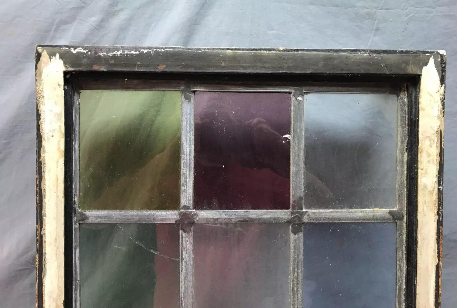 VTG Steel 16 Lite Leaded Stained-glass 20x37 Tutor Casement Window Old ...