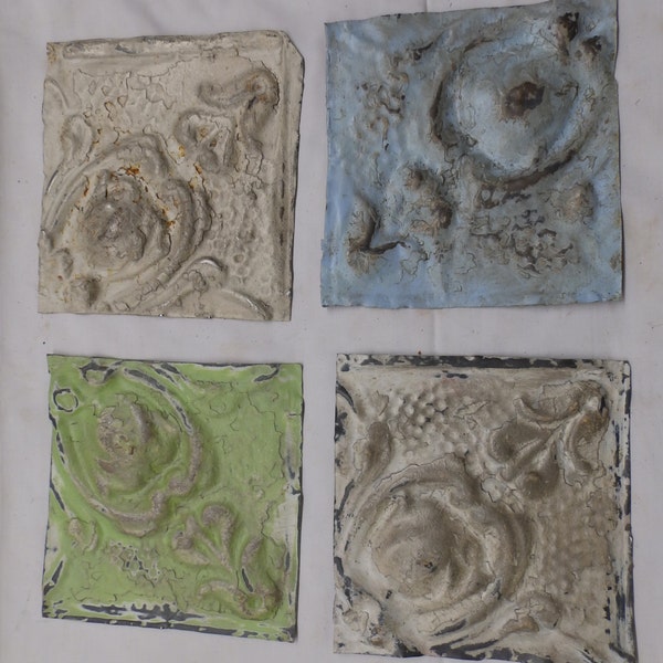 AUTHENTIC Tin Ceiling  6x6 Set of 4 Crafts Art Tiles S 1951-14