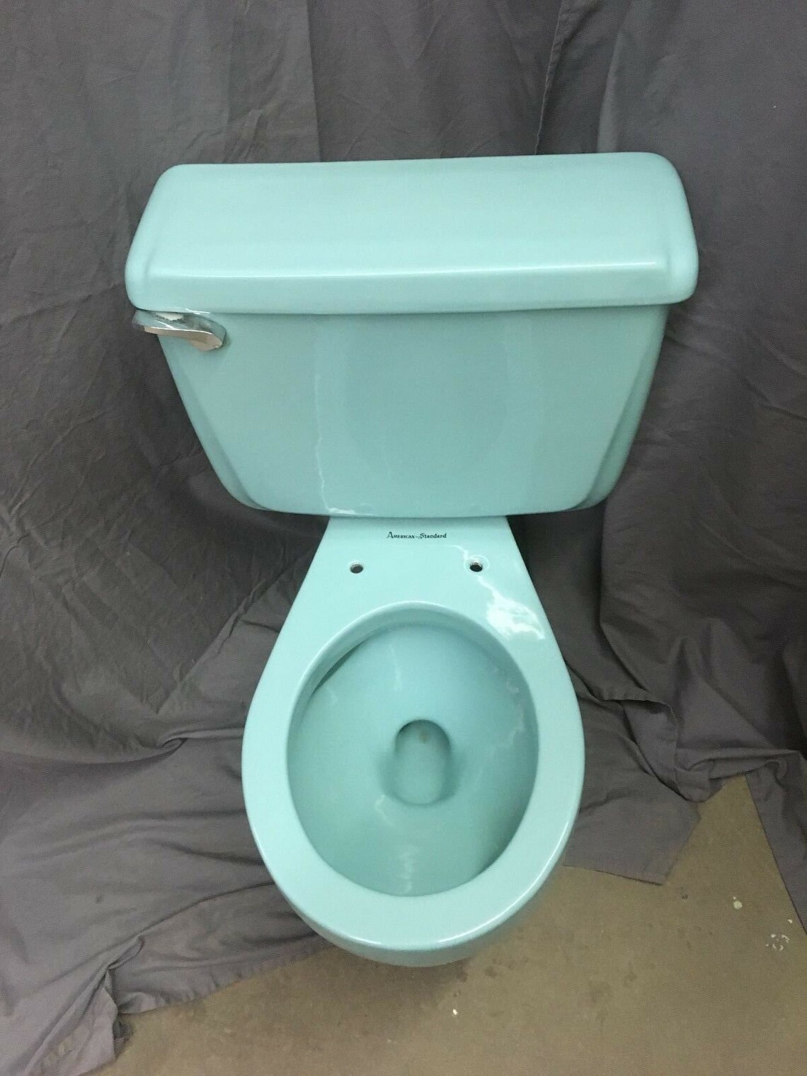 Vtg Mid Century Aqua Blue Porcelain Toilet Bowl Tank Lid Etsy