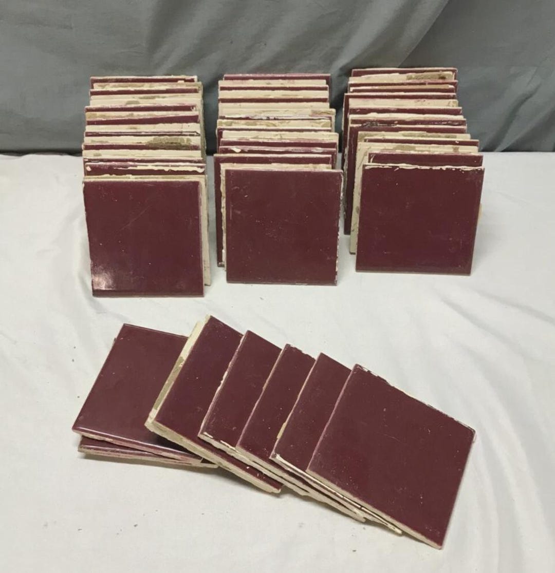 Vintage 57 Antique Ceramic Stylon USA Burgandy Bathroom Red Tiles 4x4 ...