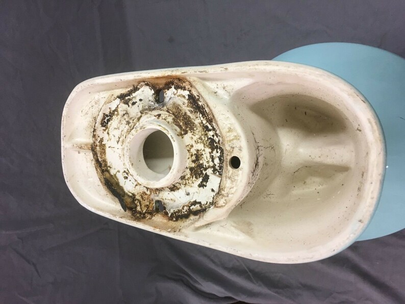 Vtg Mid Century Aqua Blue Porcelain Toilet Bowl Tank Lid ...
