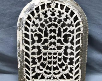 Antique Cast Iron Arched Top Wall Register Heat Grate 8x12 Old Vintage 1440-24B