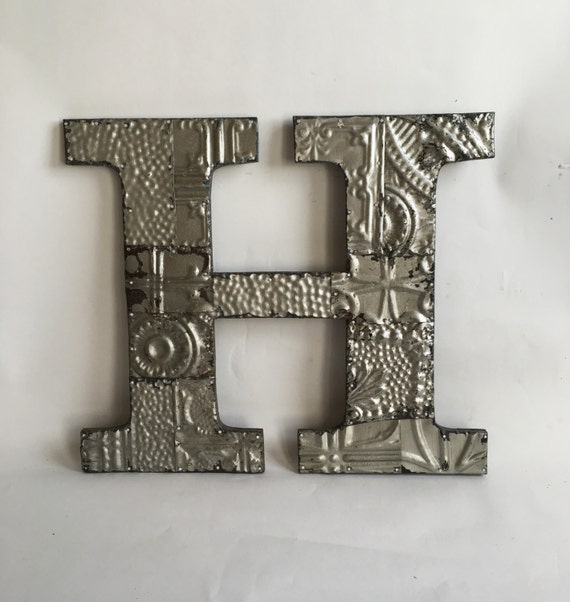 Reclaimed Tin Ceiling Wrapped 16 Letter H Etsy
