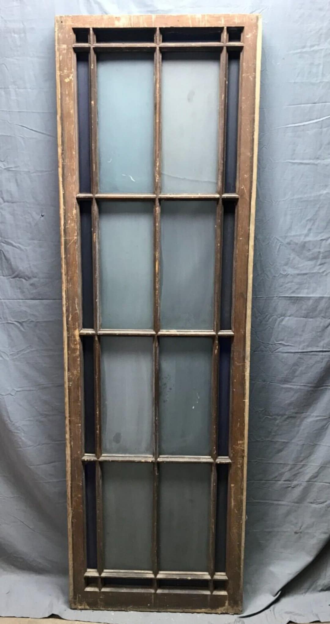 Antique 24 Lite Frosted Stained Glass Casement Window 23x73 VTG Old 509 ...
