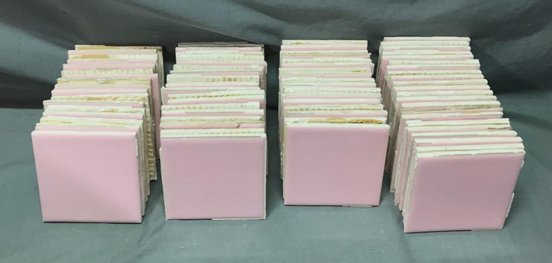 VTG Lot 100 Pink STYLON Ceramic Bathroom Tiles 4