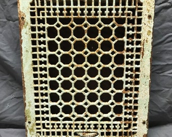 Antique Cast Iron Heat Grate Shabby Register 12x16 Decorative VTG Old 1938-22B